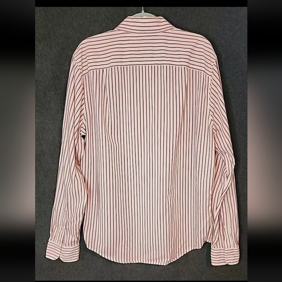 Abercombie And Fitch Mens L Button Down Shirt Red Stripes Muscle Fit - Picture 3 of 3